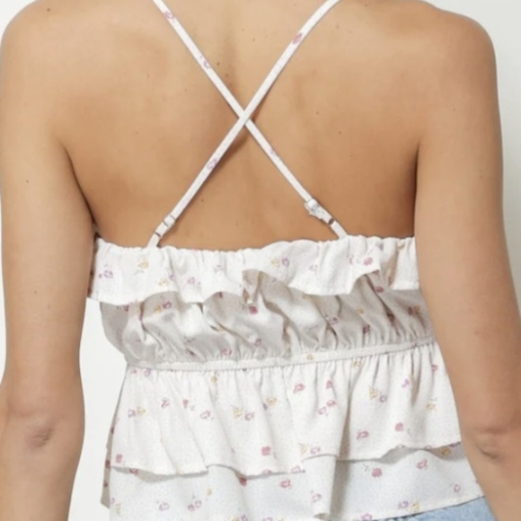 Aubrey Line and Dot Floral Print Tank Top Size Small NWT - Picture 5 of 5